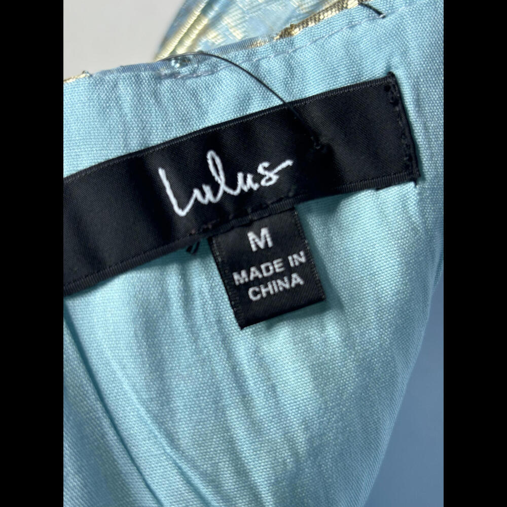 NWT Lulu's Women's Sz M Blue Hoco Mini Dress w/ Metallic Detail (1583) - Picture 5 of 5